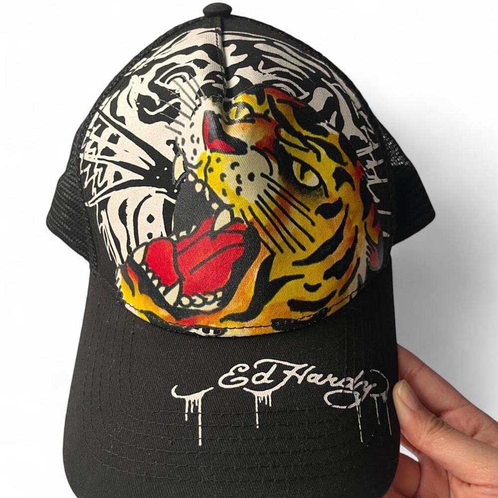 Ed Hardy Tiger Tattoo Trucker Hat Y2K McBling